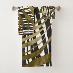 Black & Gold Zebra Print Safari Chic Glamour Badhandtuch Set