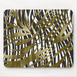 Black & Gold Zebra Print Safari Chic Glamour Mousepad