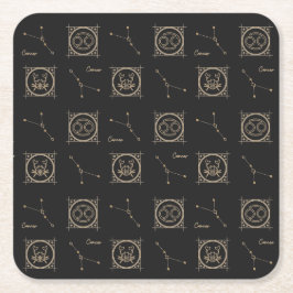 Black & Gold Zodiac Cancer Astrologie Star-Zeichen Rechteckiger Pappuntersetzer