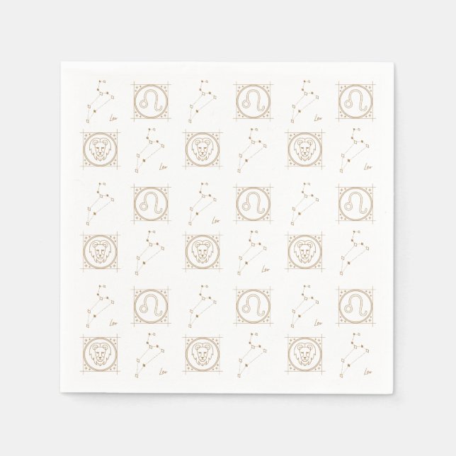 Black & Gold Zodiac Leo Astrologie Star Sign Squar Serviette (Vorderseite)