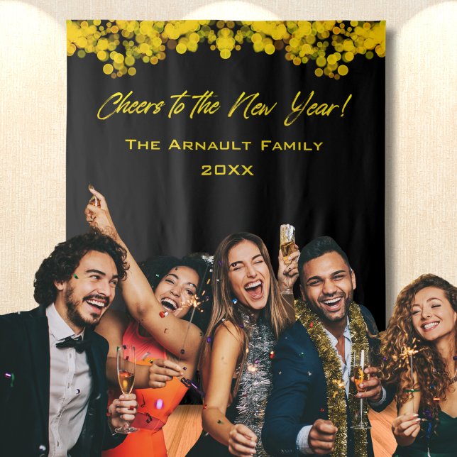 Black Golden Bokeh Lights zum Neujahr Wandteppich (Von Creator hochgeladen)