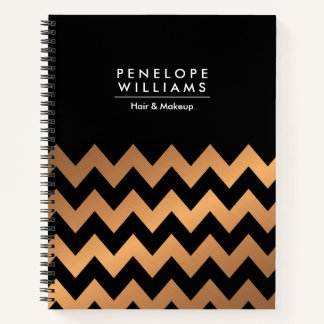 Black Golden Chevrons Notizbuch