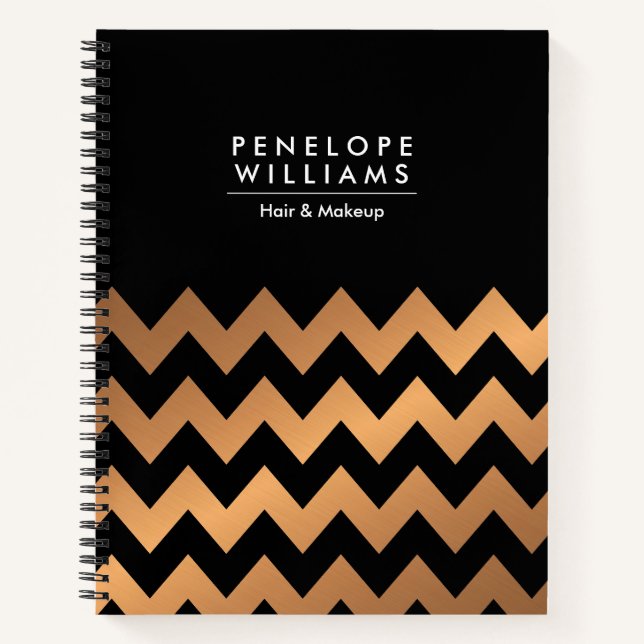 Black Golden Chevrons Notizbuch (Vorderseite)