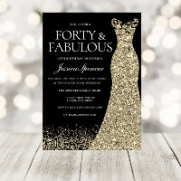Black Golden Dress Womans 40. Geburtstag Party