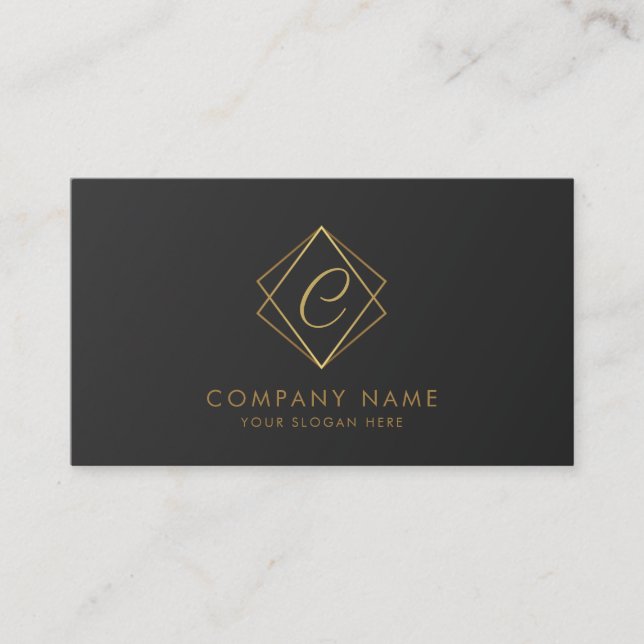 Black Golden Elegante Business Card Visitenkarte (Vorderseite)