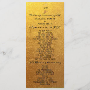 Black Golden Kraft Blume Hochzeitsfeierprogramm Programm