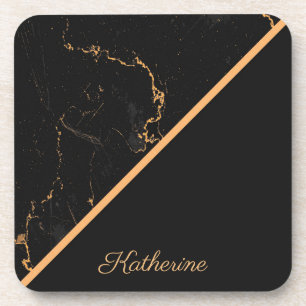 Black & Golden Marble Getränkeuntersetzer