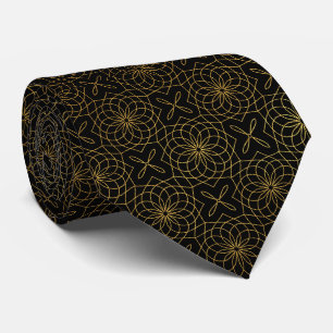 Black Golden Verziert Floral Neck Tie Krawatte