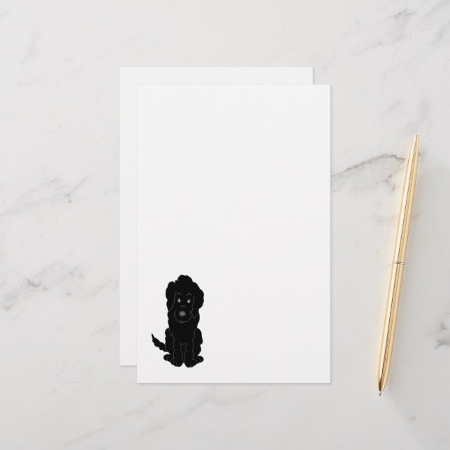 Black Goldendoodle Dog Design Briefpapier (Vorderseite/Rückseite Beispiel)