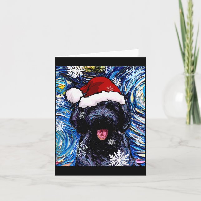 Black Goldendoodle Labradoodle Santa Dog Christmas Karte (Vorderseite)