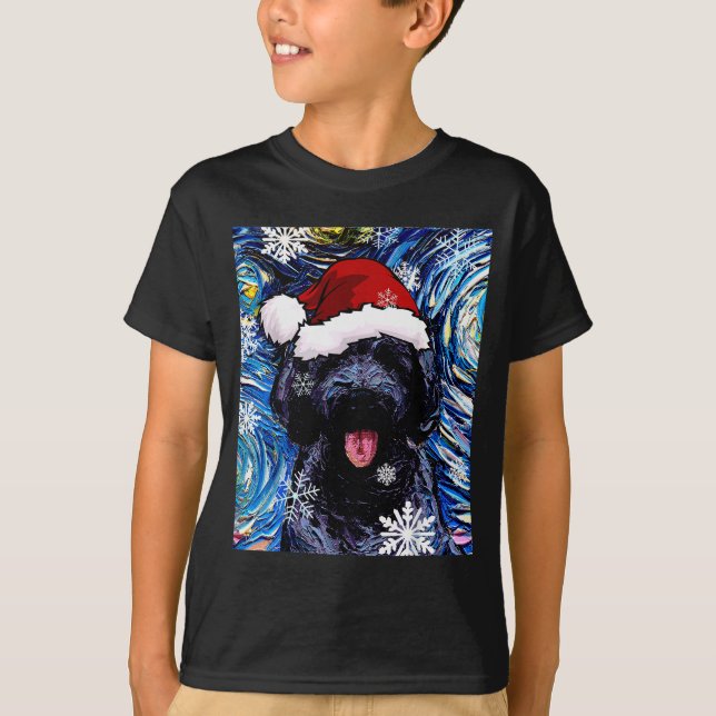 Black Goldendoodle Labradoodle Santa Dog Christmas T-Shirt (Vorderseite)