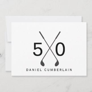 Black Golf Simple 50. Geburtstagsparty Einladung