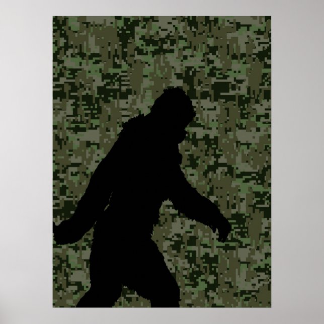 Black Gone Squatchin Woodland Digital Camouflage Poster (Vorne)