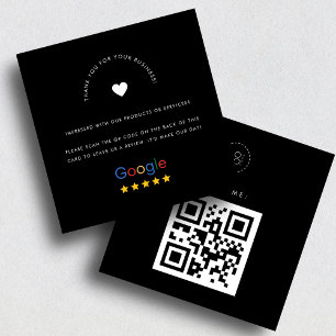 Black Google Bewertungen Benutzerdefiniertes Firme Quadratische Visitenkarte