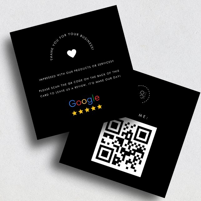 Black Google überprüft QR-Code für kundenspezifisc Quadratische Visitenkarte (Von Creator hochgeladen)