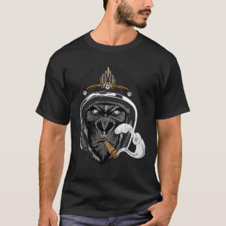 Black Gorilla Funny Biker Ape Helmet Ristorante da T-Shirt