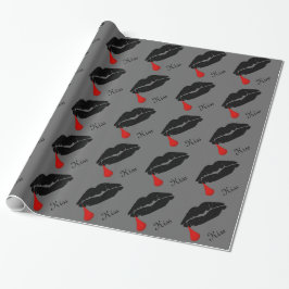 Black Goth Vampire Kiss Wrapping Paper Geschenkpapier
