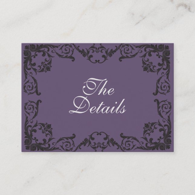 Black Goth Wedding QRC Wedding Details Umschließun Begleitkarte (Vorderseite)