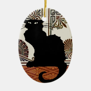 Black Gothic Cat Keramik Ornament