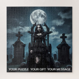 Black Gothic Dark Graveyard Girl Puzzle