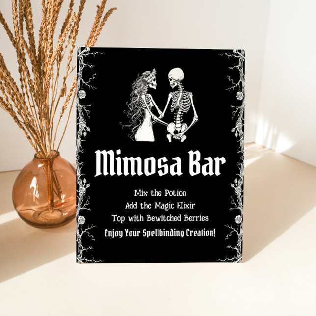 Black Gothic Halloween Skeleton Mimosa Bar Sign Sockelschild (Von Creator hochgeladen)