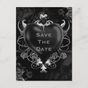 Black Gothic Liebe Heart Wedding Save the Date Ankündigungspostkarte