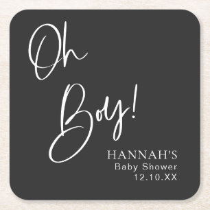 Black Gothic & Moody Oh Boy Baby Shower Rechteckiger Pappuntersetzer