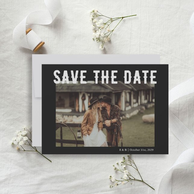 Black Gothic Skeleton Til Death Wedding Foto Save The Date (Black Gothic Skeleton Til Death Wedding Photo Save The Date
)