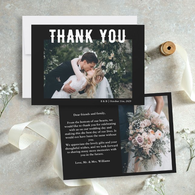 Black Gothic Til Death Wedding Foto Dankeskarte (Black Gothic Til Death Wedding Photo Thank You Card
)