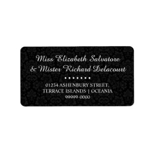 Black Gothic Viktorianisch Damask Hochzeitadresse Adressaufkleber