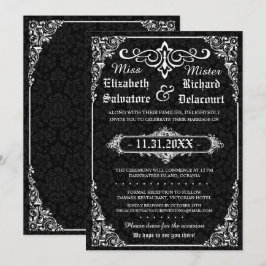 Black Gothic Viktorianisch Damask Wedding Einladun Einladung