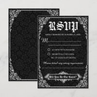 Black Gothic Viktorianisch Damask Wedding RSVP Car