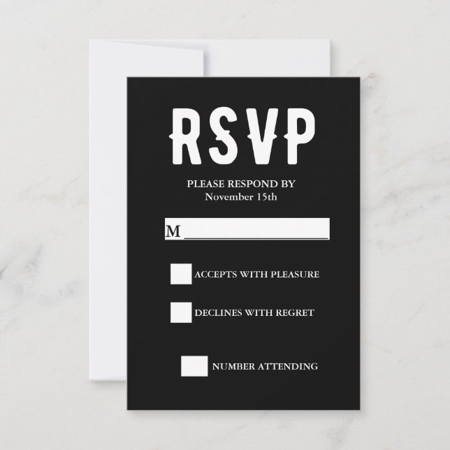Black Gothic Wedding RSVP Card Karte (Vorderseite)