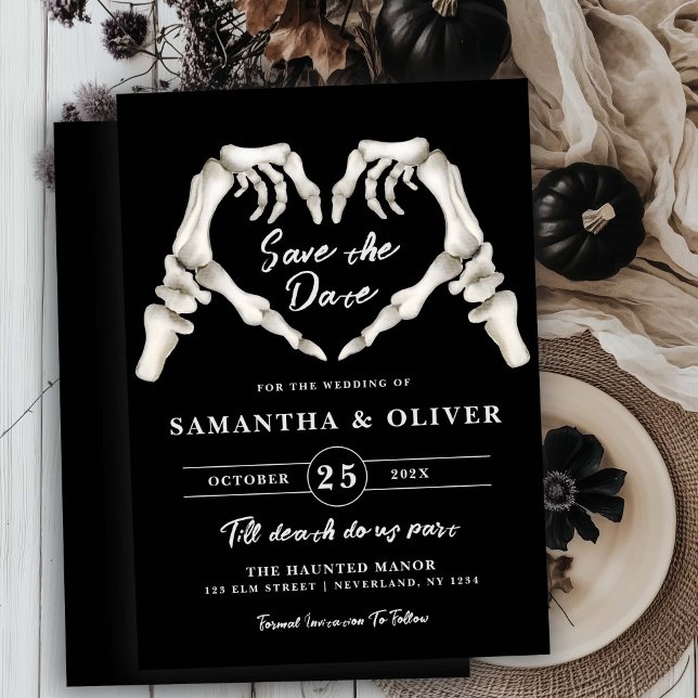 Black Gothic Wedding Save the Date Halloween Heart (Von Creator hochgeladen)