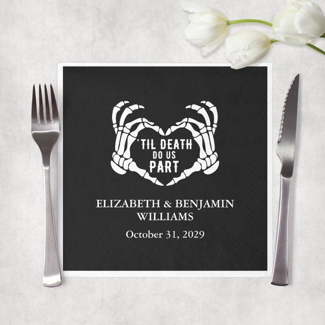 Black Gothic Wedding Til Death Empfang Serviette (Black Gothic Wedding Til Death Reception Napkins
)