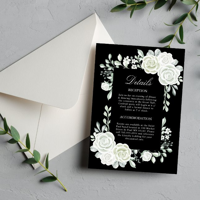 Black Gothic White Roses Wedding Card Einladung (Von Creator hochgeladen)