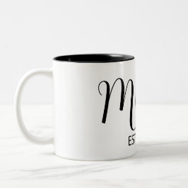 Black Graceful Big Script Established New Mom Gift Zweifarbige Tasse