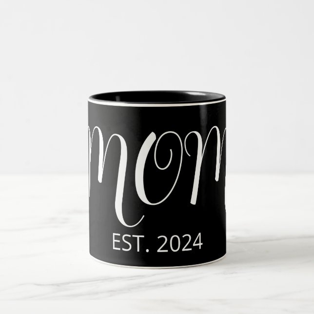 Black Graceful Big Script Established New Mom Gift Zweifarbige Tasse (Mittel)