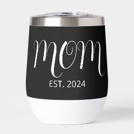 Black Graceful Script Established New Mom Gift