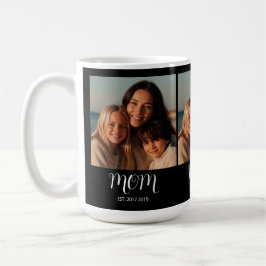 Black Graceful Script Mom Established 3 Photo  Kaffeetasse
