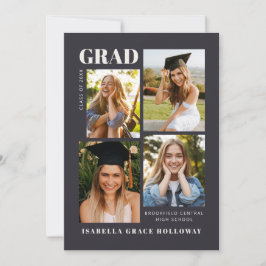 Black Grad Announcement With Photos Einladung