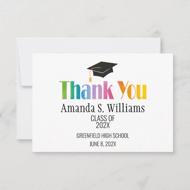 Black Grad Cap Abschluss Vielen Dank Dankeskarte (Vorderseite)