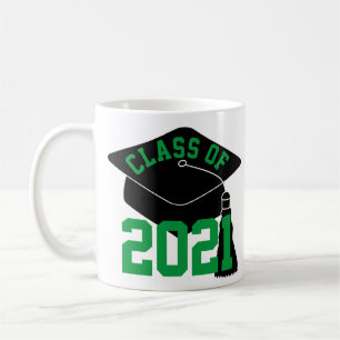 Black Grad Cap Green Class von 2024 Tasse