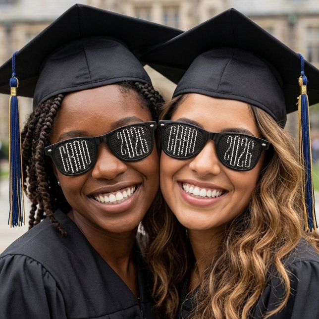 Black Grad Uni High School Abschluss Partybrille (Black Grad College High School Senior Graduation Retro Sunglasses
)