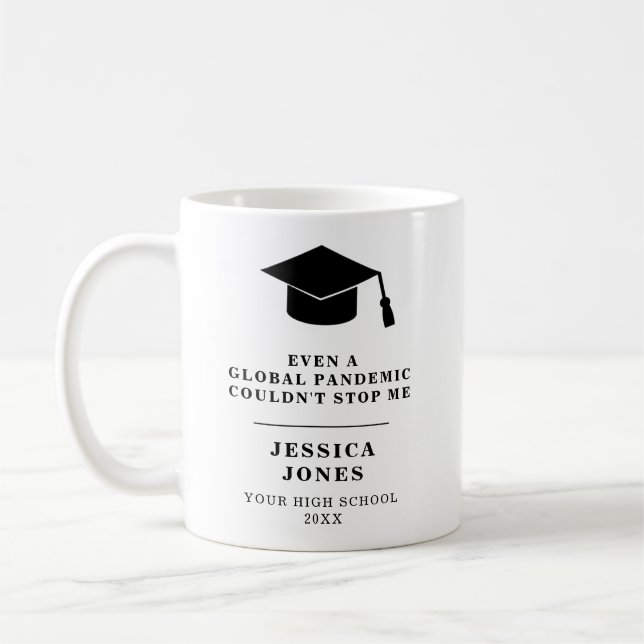 Black Graduation Cap Class of 2021 Pandemic Kaffeetasse (Links)