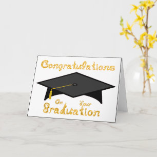 Black Graduation Cap Gold Glitzer auf Party Hat Karte