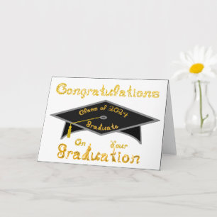 Black Graduation Cap Graduate Class 2024 Hat Karte