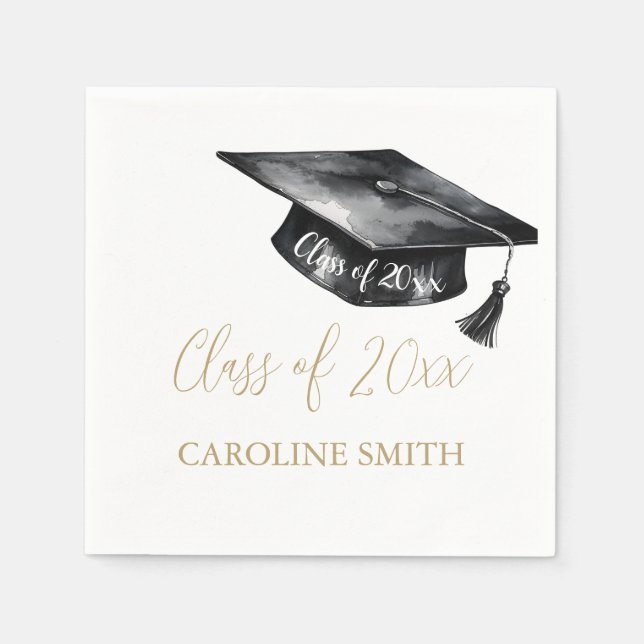 Black Graduation Cap Graduation Party Serviette (Vorderseite)