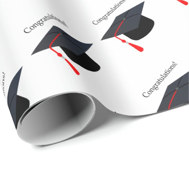 Black Graduation Cap Herzlichen Glückwunsch Gesche Geschenkpapier (Rolleneckpunkt)