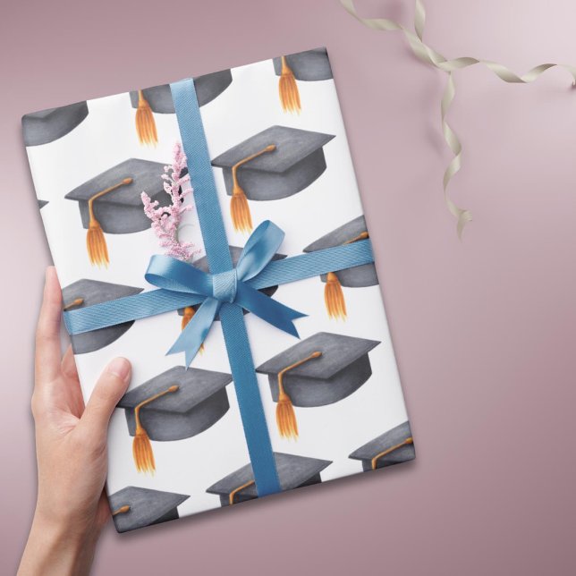 Black Graduation Cap mit Golden Tassel Geschenkpapier (Von Creator hochgeladen)